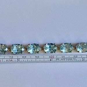 Gorgeous sky blue oval topaz STERLING SILVER TENNIS LINK BRACELET 7.5"